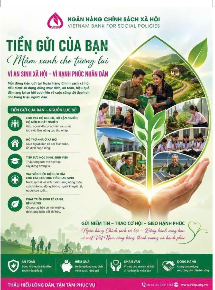 Phòng giao dịch Ngân hàng Chính sách xã Hội Vũ Thư  tăng cường huy động tiết kiệm vì người nghèo, tạo nguồn vốn cho vay, góp phần giải quyết việc làm và giảm nghèo bền vững tại địa phương.